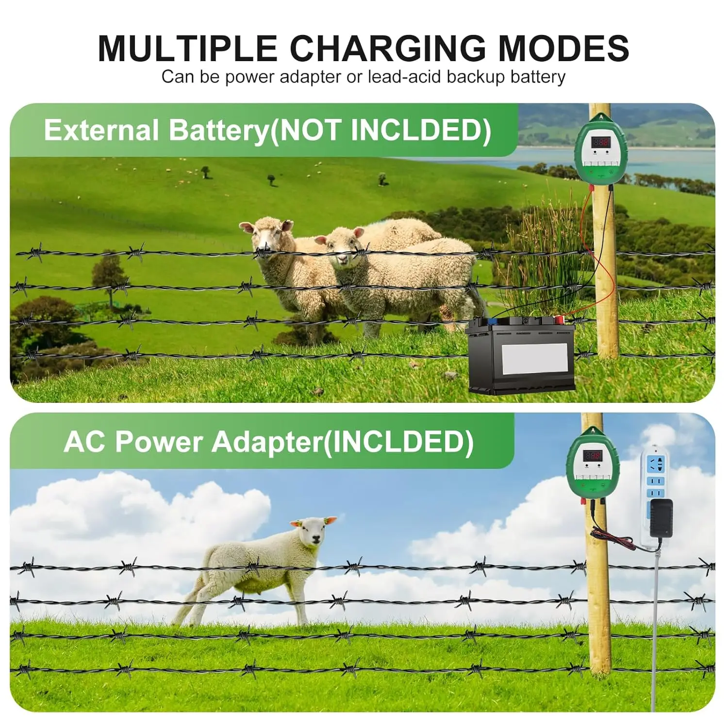 10KM Electric Fence Kit forAnimals Electronic Fence Energizer Charger High Voltage Pulse Controller Poultry Farm Insulators Tool