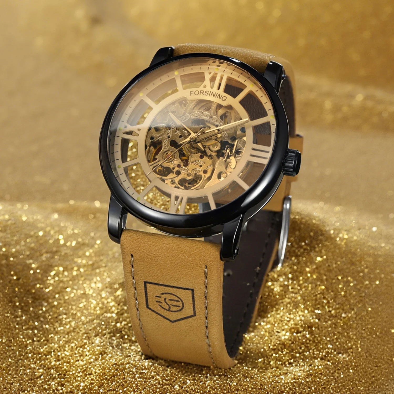 Forsining 142D Mechanical Official 3D Skeleton Watch for Men Royal Automatic Mens Watches Top Brand Luxury Leather Strap Clock