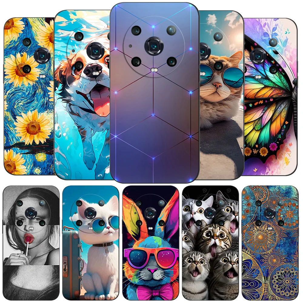 For Honor magic 4 pro Case Back Cover magic4 pro Phone Soft Silicone Black Tpu Case Cute Cool Style