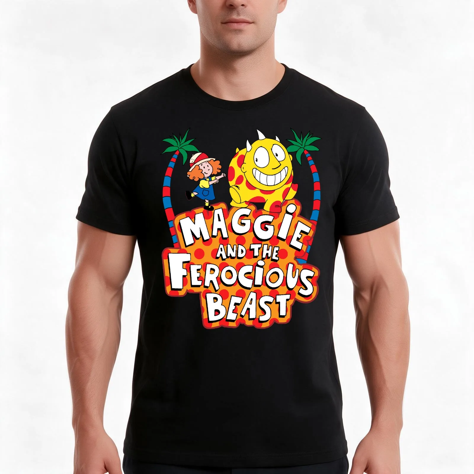 Maggie And The Ferocious Beast T-Shirt, Summer Casual Cotton Tee, Oversized Streetwear Tops, Vintage Graphic Print, 100% Cotton