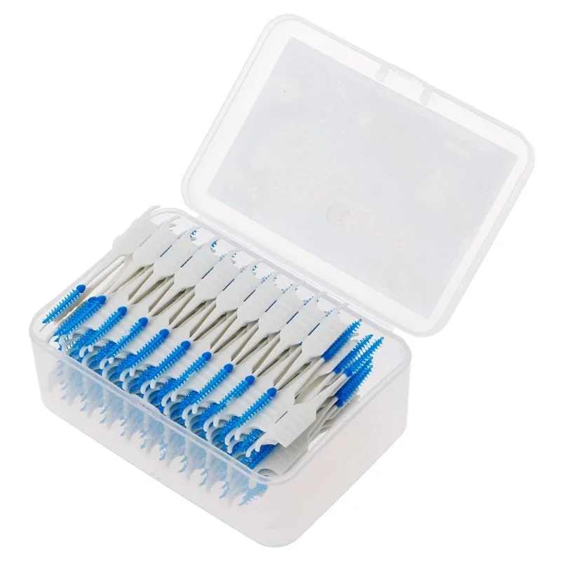 1 Set 40pcs Double Floss Head Hygiene Dental Silicone Interdental Brush Toothpick New Hot Selling