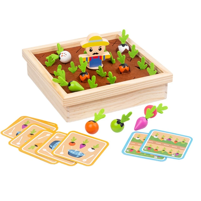 New Durable and Colourful Puzzle Games Tool Pulling Carrot Wooden Toy for Preschool