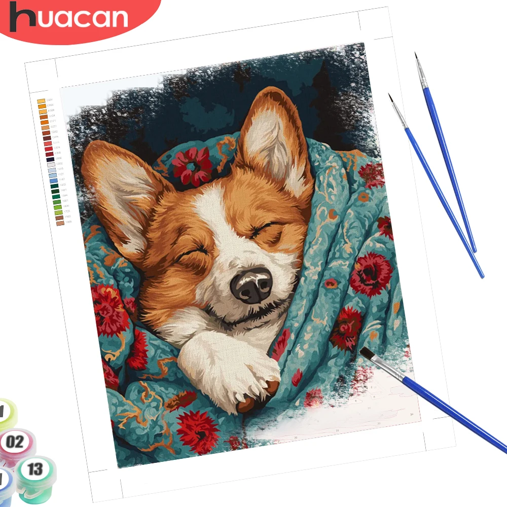 HUACAN Yetişkinler İçin Boyama Numaralarına Göre Köpek Hayvan Diy El Yapımı Tuval Üzerine Boyama Hobi Yaratıcı Sanat Ev Dekorasyonu El Sanatları