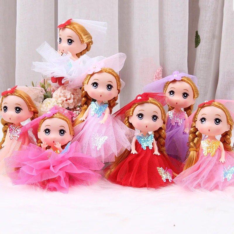 12cm Doll Keychain Bag pendant Bride Doll Wedding Dress Doll Princess Cute Baby Kelly Dolls Body Toys For Girls Children Gifts