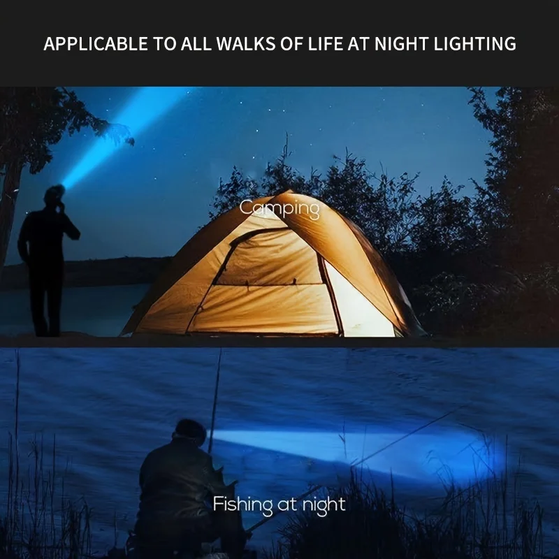 1PC， Rechargeable Battery, Flashlight, Multiple Lighting Modes, Suitable for Camping, Night Work, Night Fishing, and Running