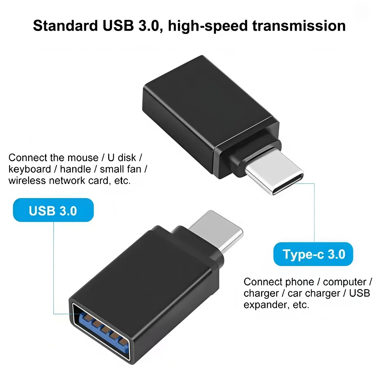 USB 3.0 Type-C Male to USB 3.0 Female Adapter OTG Function Compatible with Apple MacBook Xiaomi USB Drive