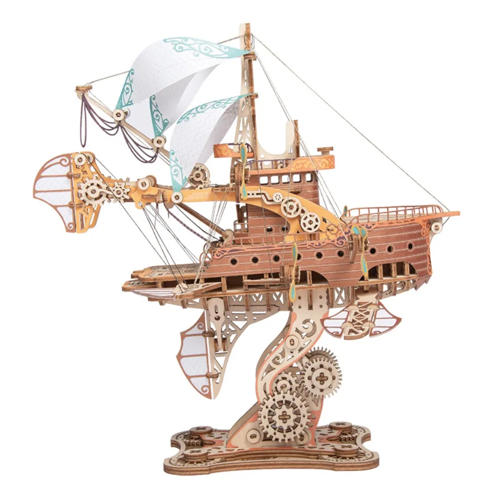 

Assembly Fantastic Spaceship Model Fantasy Airship Handicraft DIY 3D Wooden Puzzle Handmade Miniature Model