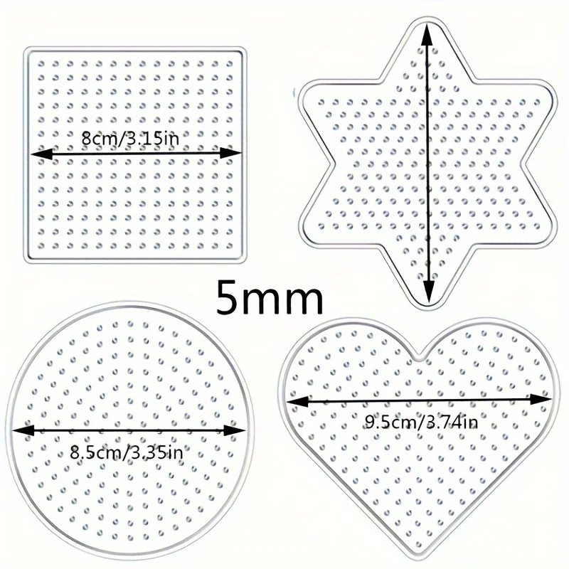 4-Piece Set 2.6/5mm Clear Plastic Square Melting Bead Pegboards - DIY Fuse Bead Crafting Templates