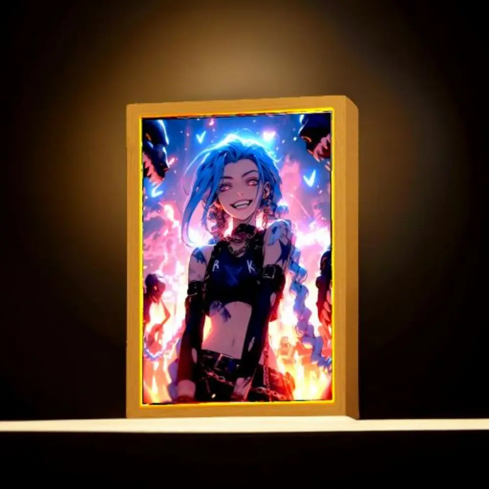 Anime Figure League of Legends Figures Light Painting Photo Frame Night Light Action Figures Gaming Room Decor Christmas Gifts