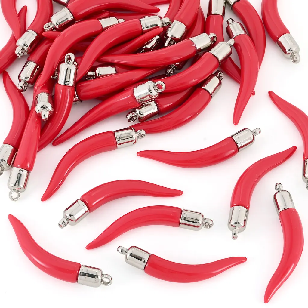 40Pcs Opaque Red Chili Acrylic Big Pendants Hot Pepper Charms 53x12x8mm for Jewelry Making Bracelet Necklace Making Findings