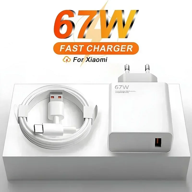 Original 67W USB Super Fast Charger Power Adapter 6A Type-C Cable Quick Charge For Xiaomi Samsung Huawei New 2024