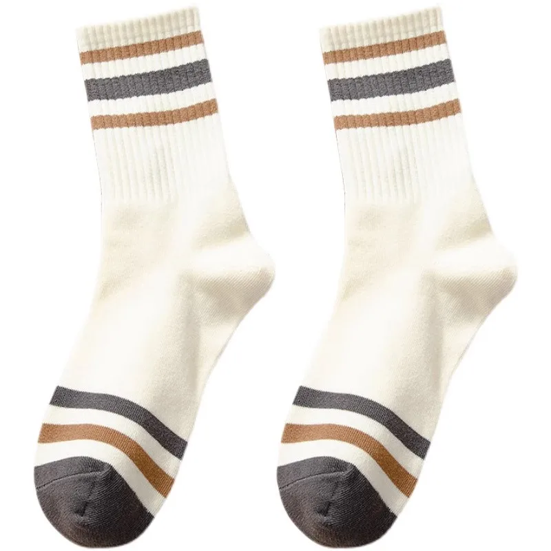 ใหม่สีทึบลายกลางถุงเท้าป้องกันกลิ่นและการดูดซึมเหงื่อบุรุษถุงเท้าผ้าฝ้าย Harajuku กีฬา Casual ถุงเท้า