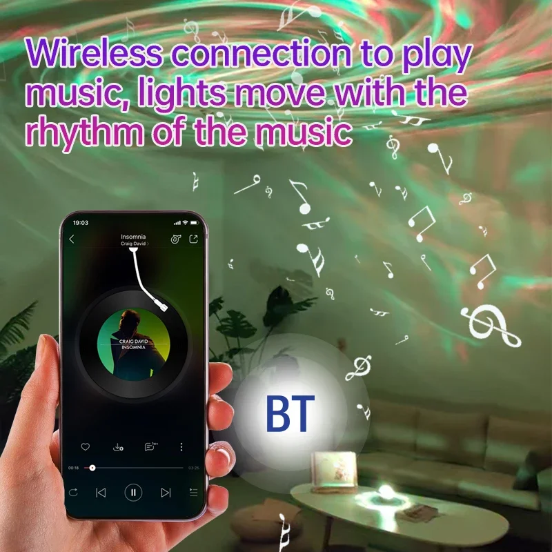 LED أضواء الشمالية غالاكسي العارض USB أورورا السماء المرصعة بالنجوم مصباح سمّاعات بلوتوث عن بعد الدورية غرفة زينة حفلات الزفاف