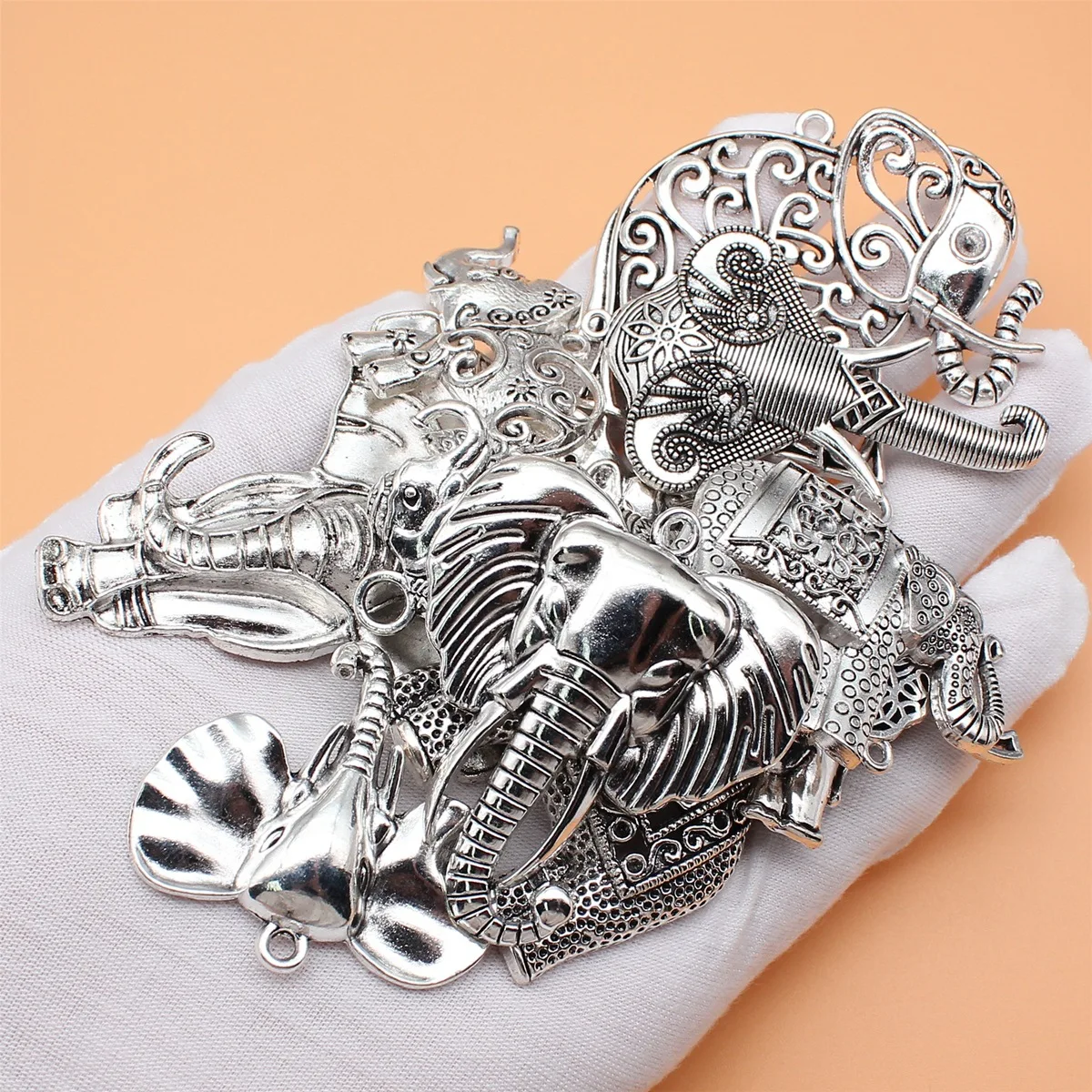 30Pcs/Bag 12 Styles Antique Silver Color Elephant Charms Pendant Diy Jewelry Accessories For Jewelry Making