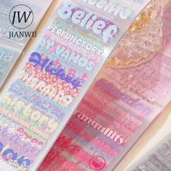 JIANWU 50 Sheets Text Notes Series Vintage English Letter Material Collage PET Sticker Book Creative DIY Journal Stationery