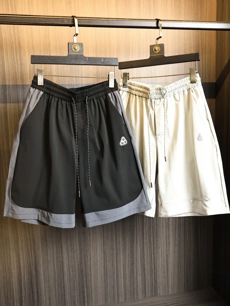Lightweight Quick Dry Running Shorts for Men Breathable Splice Design Summer Sporty Casual Pants Straight Leg Fit Elastic Waist