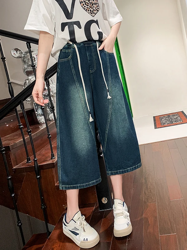 High Waist Wide Leg Jeans Casual Loose plus Size Women's Fashion Slimming Straight Cut Pants Comfortable All-Match Denim Trou...