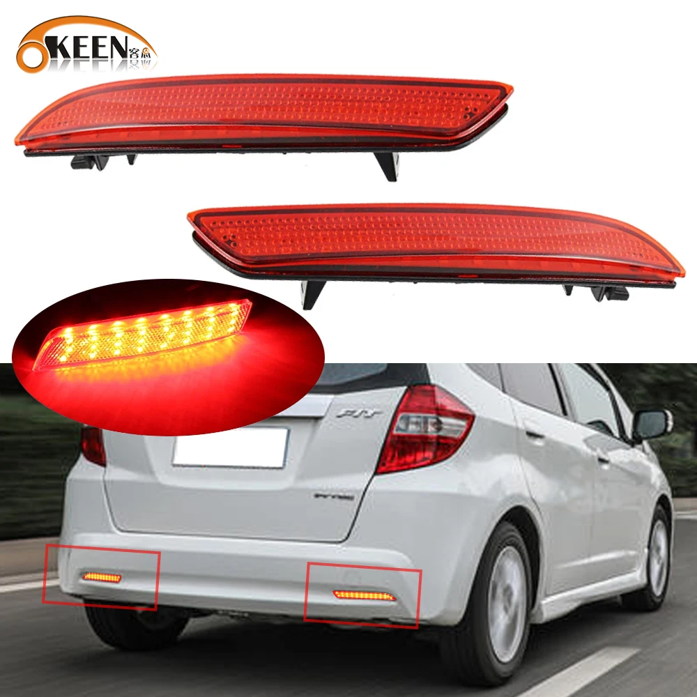 

OKEEN 2 шт. светодиодные отражатели заднего бампера автомобиля для Honda Fit/STEPWGN RG, вспышка, стоп-сигнал, авто противотуманный задний фонарь 12 В