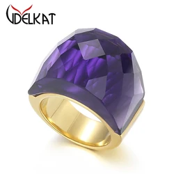 Luxury Crystal Stone Large Rings for Women Stainless Steel Bohemia Color Knuckle Charm Engagement Rings Trendy Wedding Jewelry