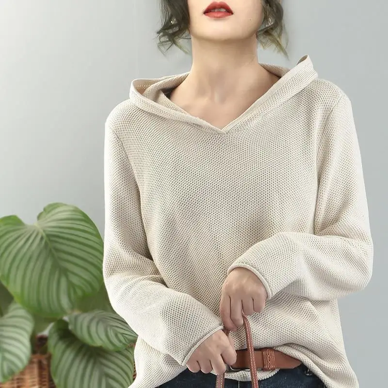 Women\'s Clothing Fashion Commuter 2023 Autumn and Winter New Simplicity Long Sleeve Solid Color Versatile Casual Hooded Sweater