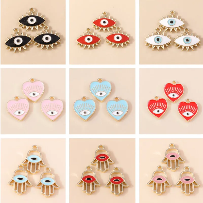 

20pcs Cute Enamel Evil Eye Hand Heart Charms Pendants for Jewelry Making Drop Earrings Necklaces Bracelets DIY Crafts Supplies