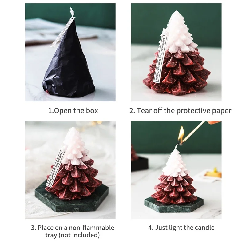 Christmas Tree Candles Tower Shaped Candles Smokeless Scented Candle For Christmas Party Wedding Spa Decoration Gifts