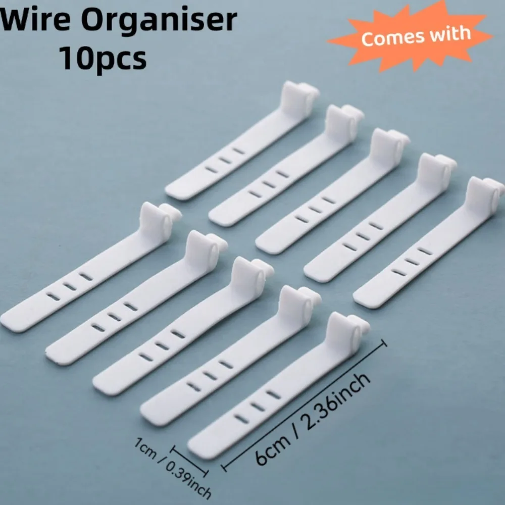 Organizador de Cables Multifuncional, Caja de Almacenamiento Transparente con Cintas para Cargadores, Auriculares, Organizador de Cajones para Ahorrar Espacio en el Escritorio