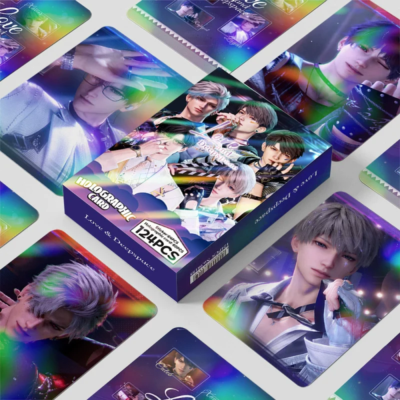 

124PCS Love and Deepspace Laser LOMO Cards Set - Sylus Zayne Xavier Caleb Collectible Photo Cards with Bonus Stickers