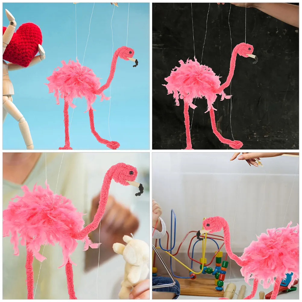 

Marionette Flamingo Hand Puppet Smooth Polished Fun Stage Show Interactive Animal Puppet Plaything Creative Educational