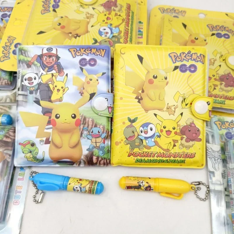 Pokemon Pikachu Notebook Cute Cartoon Pikachu Portable Diary Mini Account Book Neutral Pen Combination Set Child Holiday Gifts