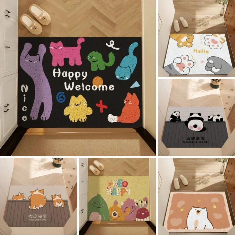 Cartoon Cat Series Mat Non-slip Easy To Clean Rug Wrinkle-Resistant Doormat Indoor Washroom Entrance Decorative Washable Carpet