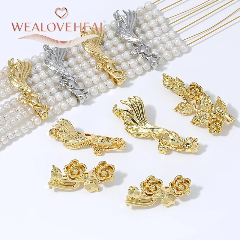 18K vergoldete Messing-Abstandsperlen in Rosenblüten- und Blattform, Mehrfachloch-Verbinder, DIY-Schmuckzubehör für die Herstellung von Perlenarmbändern und Halsketten – Detail 15