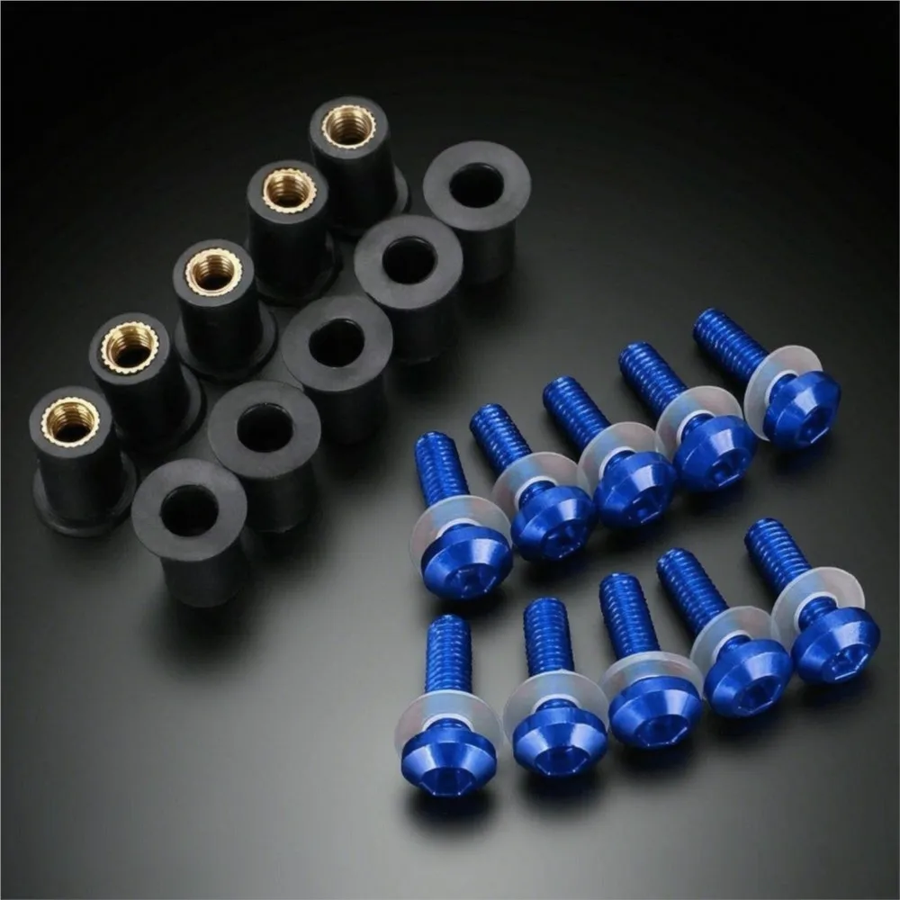 10PCS M5 Windscreen Windshield Bolts Screws Nut Fastener For SUZUKI SV1000 SV1000S SV650 SV650S SV650X TL1000 TL1000R TL1000S