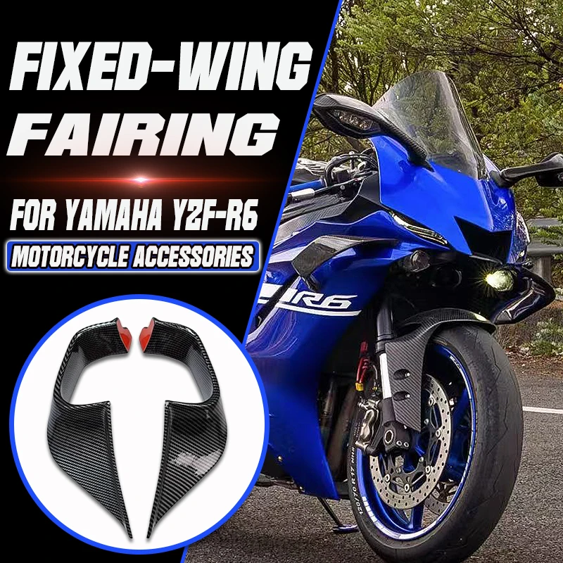 

Motorcycle Front Fixed Wing Spoiler Aerodynamic aileron Side Winglets windshield wing Fairing For Yamaha YZF-R6 YZFR6 2017-2022