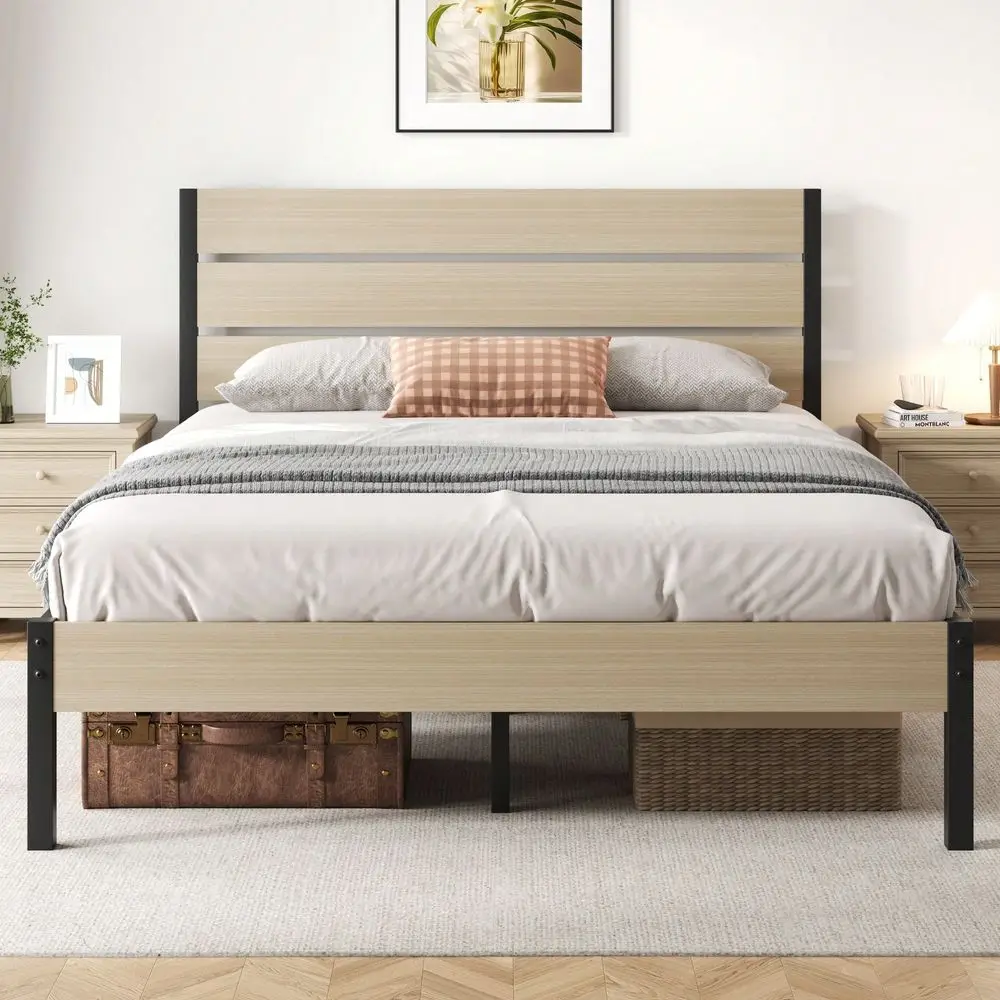 Twin Full Queen Bed Frame With Headboard And Footboard , 12.2in Under Bed Storage, AllMetal Support System, No Box Spring Neede