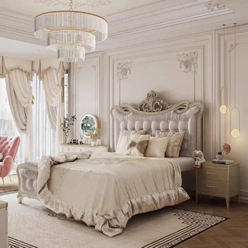 #European Design Massage Bed Castle Girls Bedroom Full Bed Double Luxury Princess Sleeping Human Dog Cama Lounge Suite Furniture
