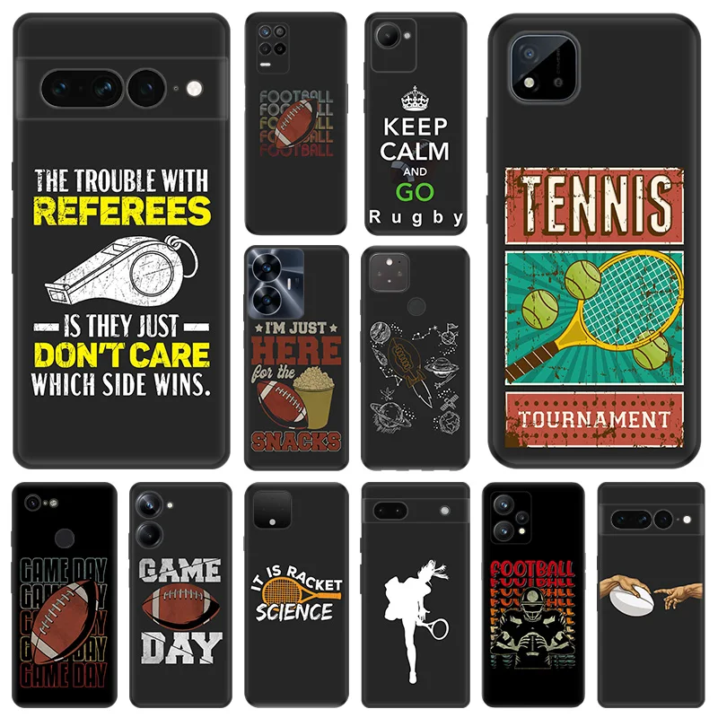 Matte Phone Case for Pixel 8 8a 7 7a 6 6a Moto Edge 20 30 40 Pro OneFusion G200 Tennis Girl Rugby Soft Black Cover