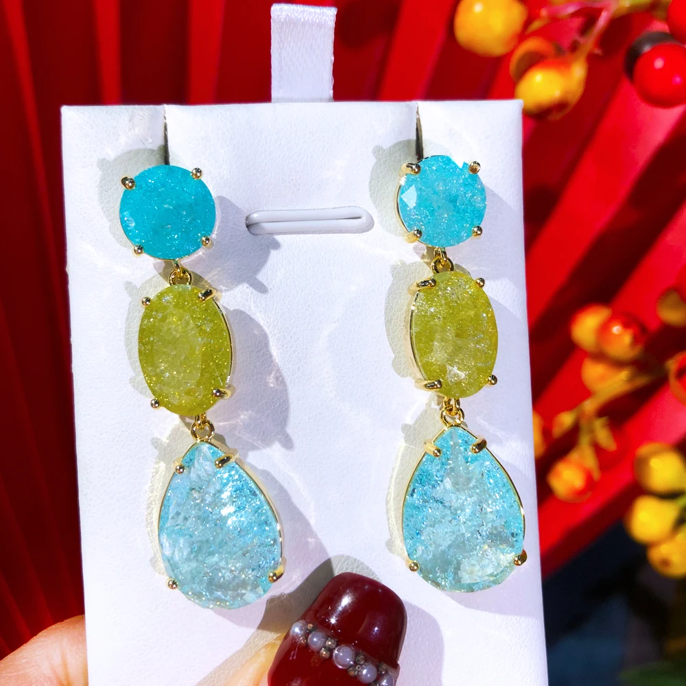 

Missvikki New Luxury Spring Summer Drop Earrings For Women Wedding Cubic Zircon Crystal CZ Dubai Bridal Earring Fashion Jewelry