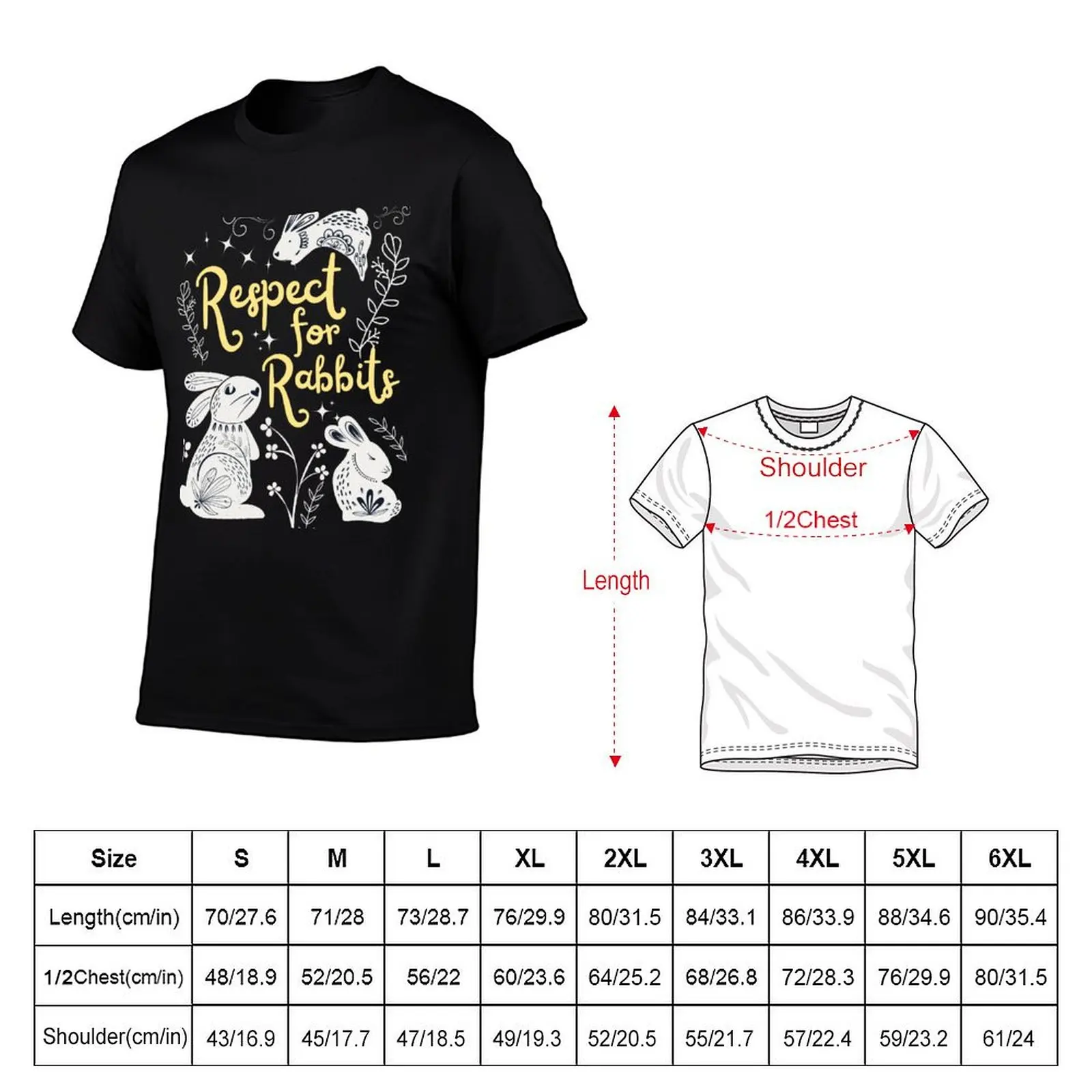 Bunny Rabbit RESPECT whimsical T-Shirt plus size clothes graphic shirts Short sleeve tee slim fit t shirts for men image 2