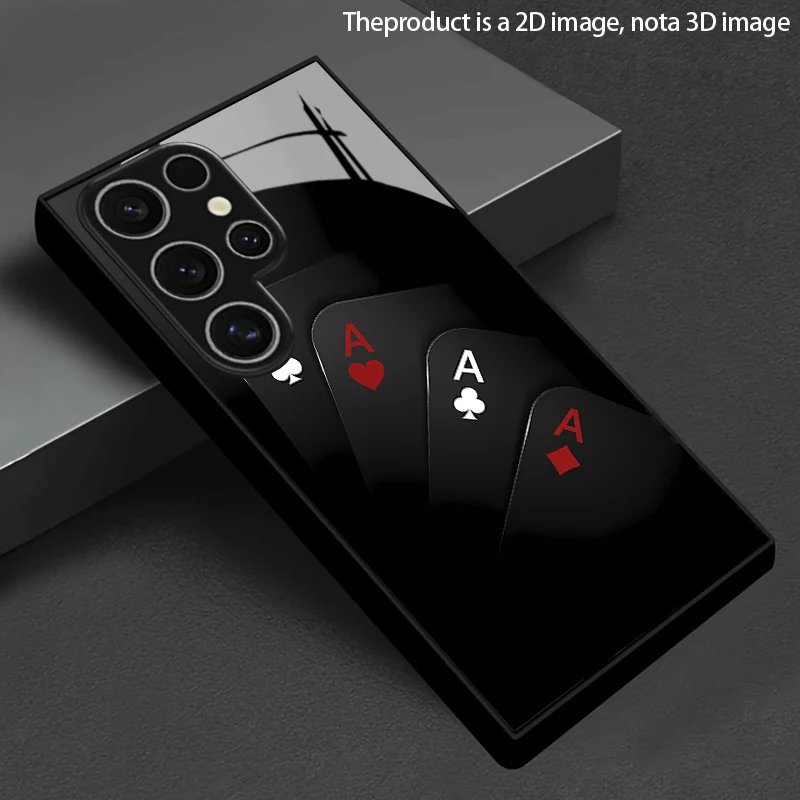 Spades a Pattern 2D Phone Case for Samsung S26 S25 S24 S23 S22 S21 S20 A55 A54 Tempered Glass Protective Cover