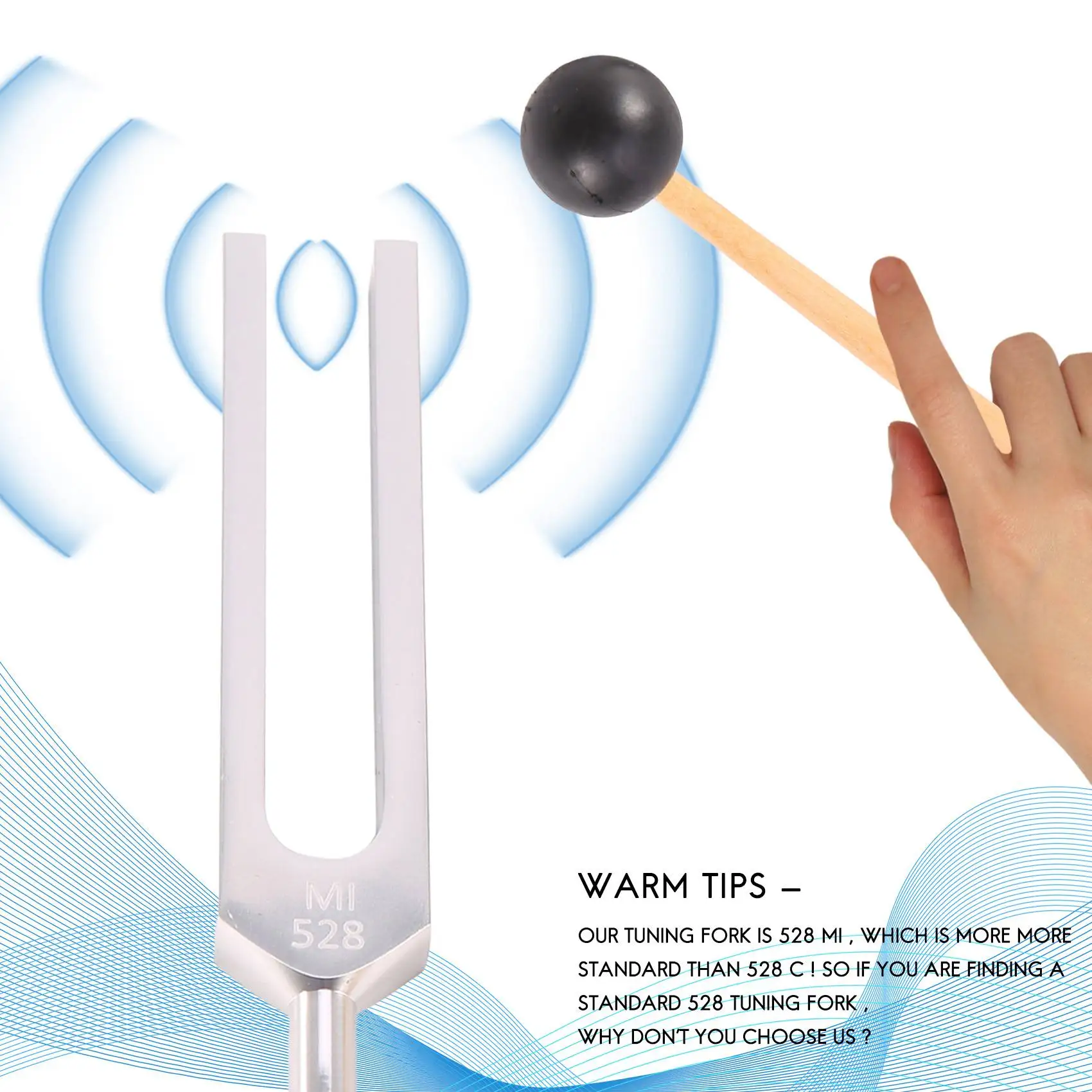 Stemvork 528c 528Hz Tuner Met Hamer Set Voor Dna Reparatie Genezing Zenuwstelsel Testen Tuning Fork Gezondheidszorg
