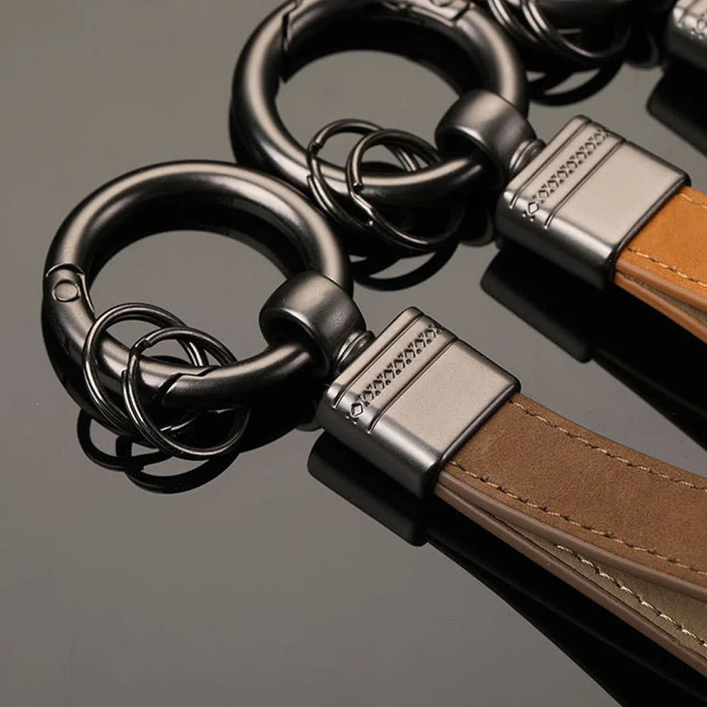 الفاخرة جلد طبيعي المفاتيح أعلى نهاية الأعمال هدية للرجل نوعية جيدة الأزرق البني الجلد الحقيقي مفتاح السيارة مفتاح سلسلة المفاتيح #2