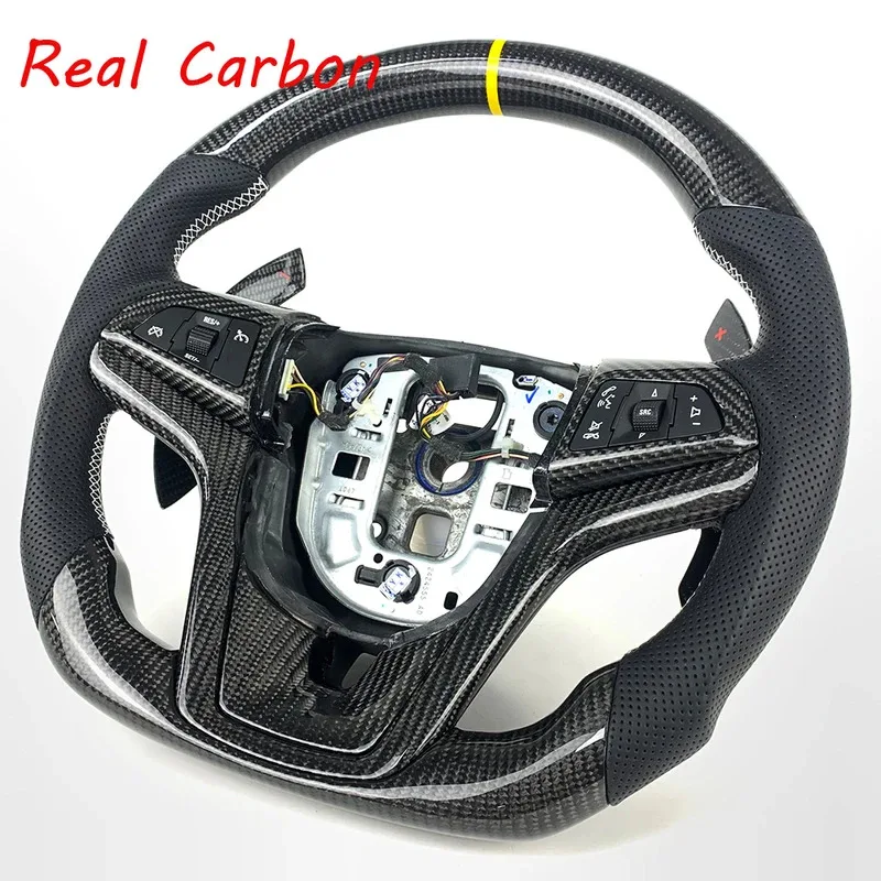 For Chevrolet Camaro/Corvette C5/C6/C7 Real Carbon Fiber Steering Wheel (With Shift Paddles, Car Accessory)