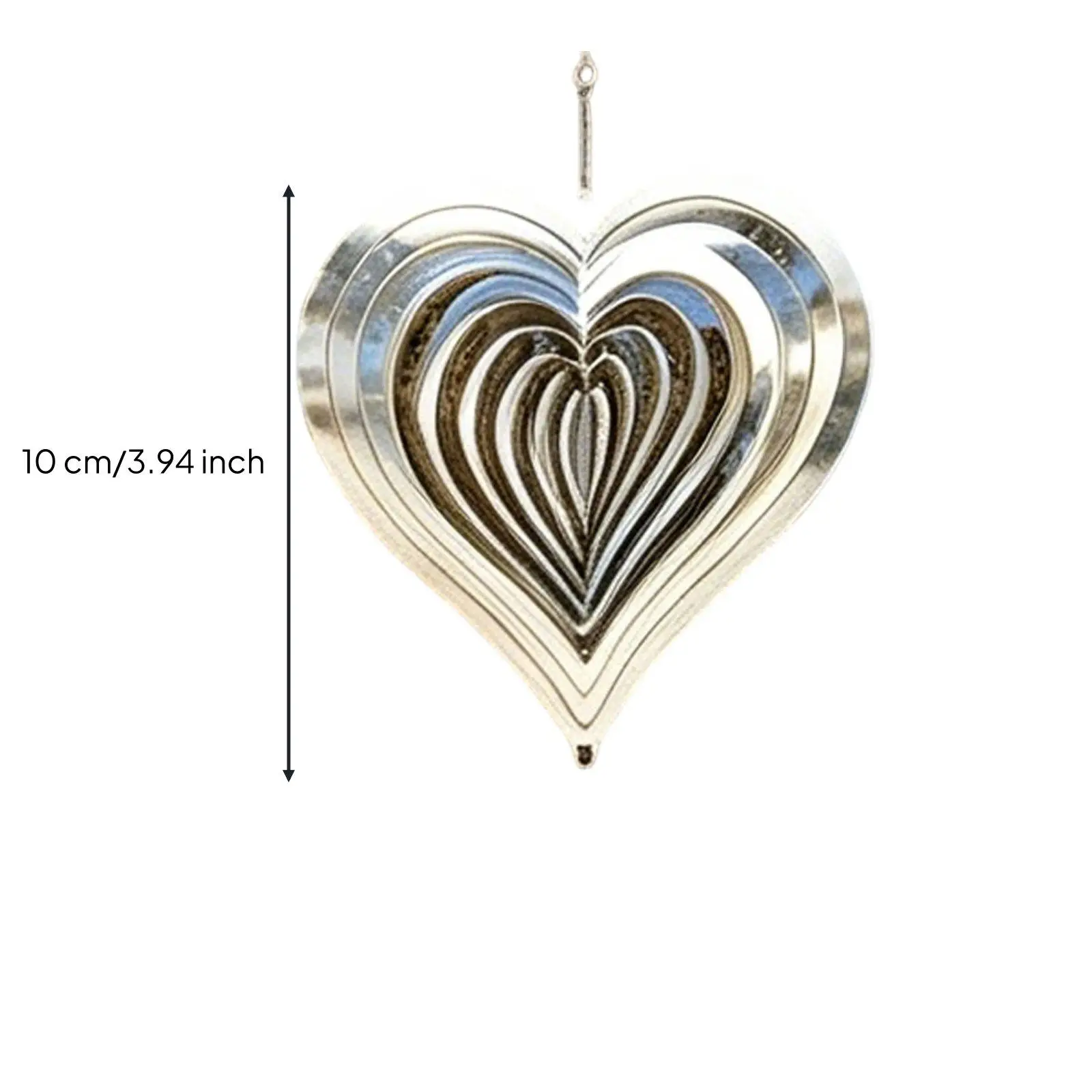 Heart Mirror Reflective Wind Chime Spinning Layered Outdoor Wind Pendant for Garden Yard Balcony Decoration