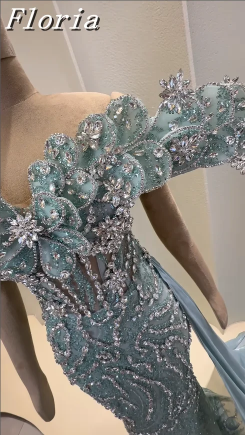 

Luxury Crystal Wedding Reception Gown Beading Mermaid Formal Occasion Dresses For Black Birthday Party Prom Dresses Customized