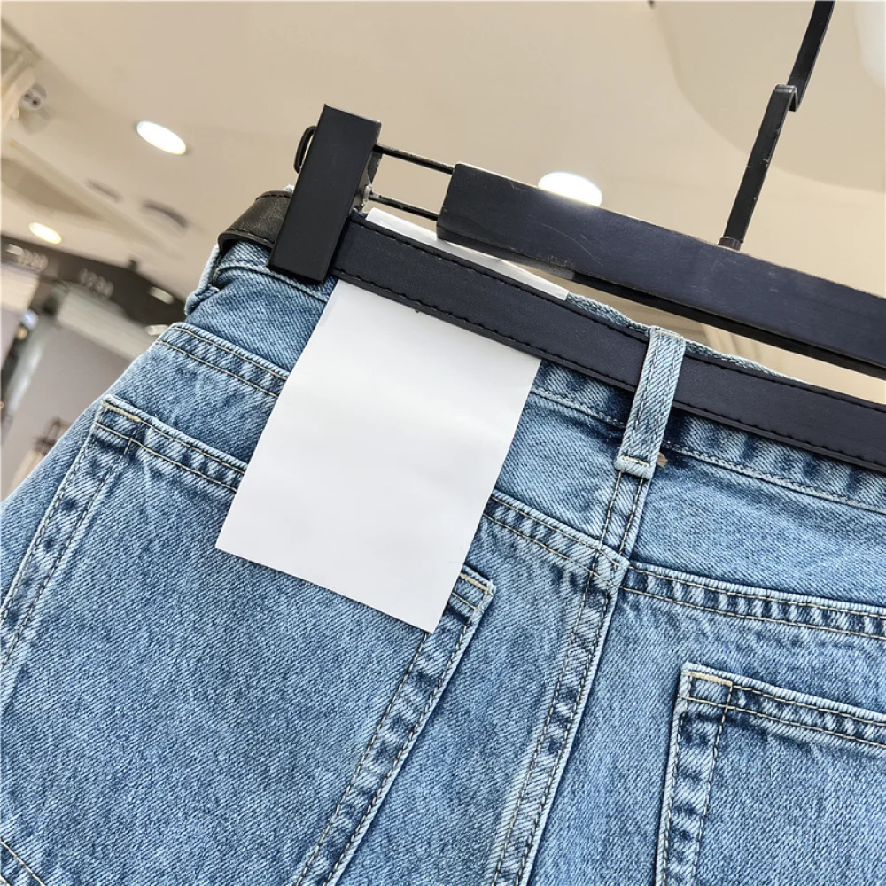 Summer Womens Denim Shorts High Waist Casual Loose Fit Jeans Rolled Hem Wide Leg Breathable Soft Cotton Comfortable Bottoms