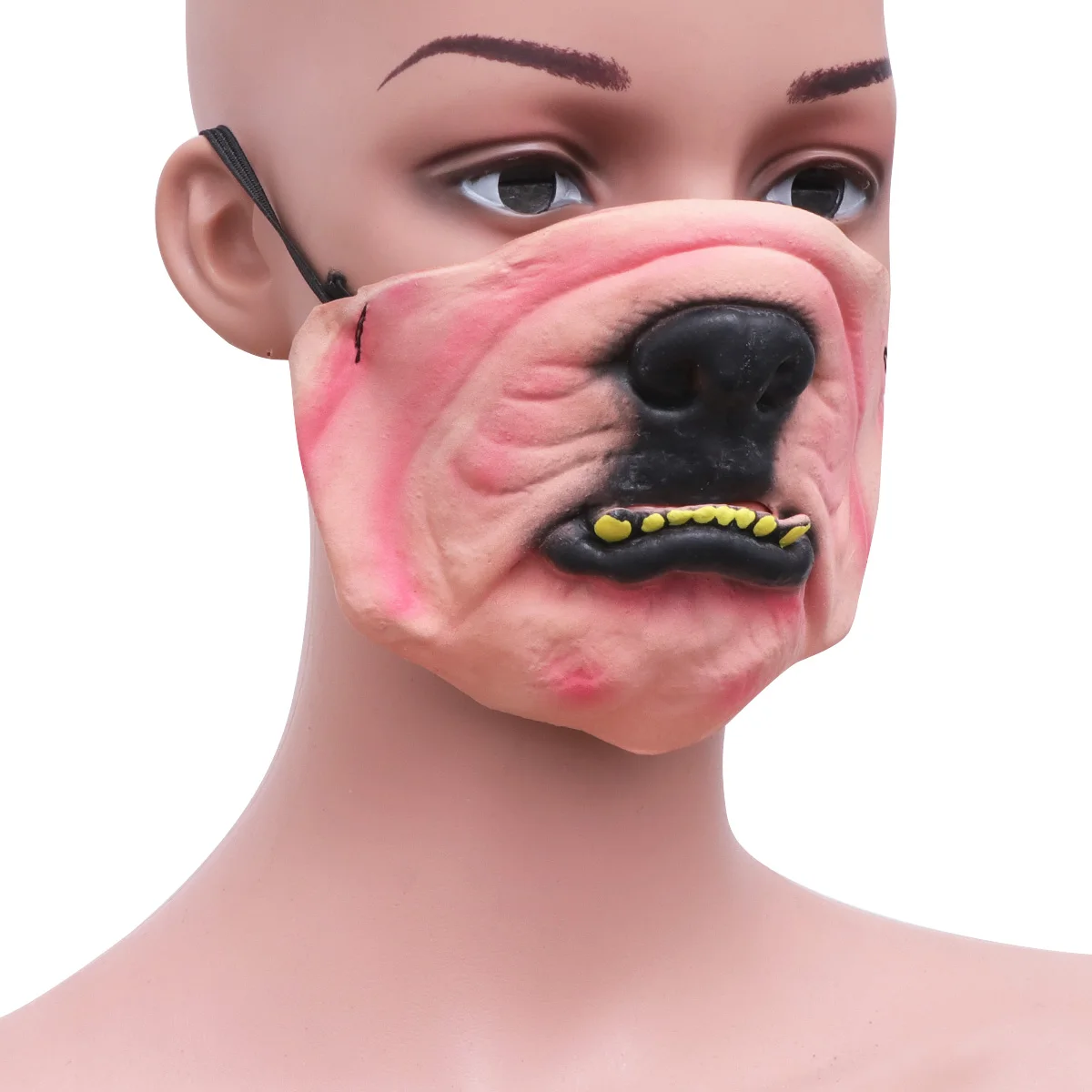

Funny Half Face Dog Mouth Mask Halloween Carnival Party Cosplay Role Play Lightweight Latex Material Adjustable Telescopic Belt