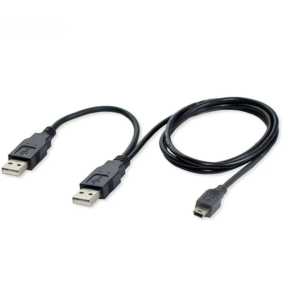 Dual USB 2.0 Type A to USB Mini 5-Pin Type B x1 Y Data & Power Cable FC