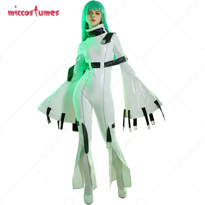 

Miccostumes Women's Anime Costume Halloween C.C. Cosplay Costume with Choker and Stockings