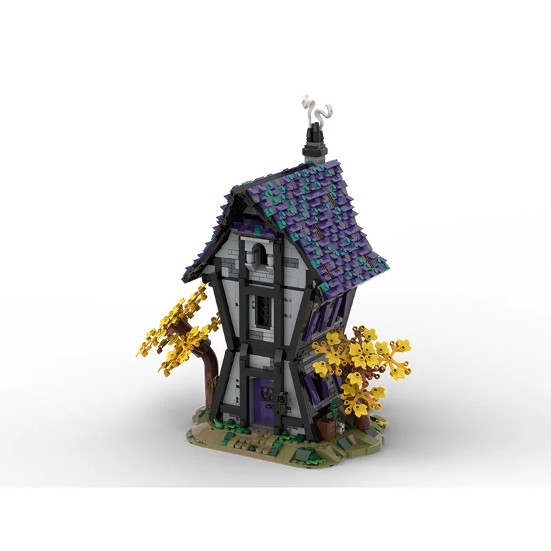 1912 Peças City Street Witches'House MOC, Blocos de Construção Modulares Personalizáveis com Tecnologia, Modelo de Design DIY para Crianças, Brinquedo de Montagem para Meninos, Presente